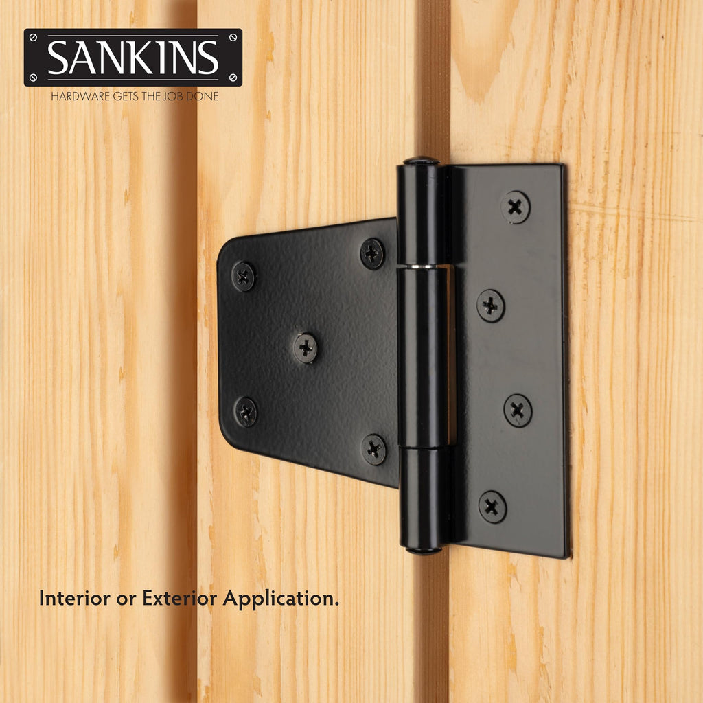 3-1/2" Heavy Duty Gate Hinges, Black Iron Door Hinges with Screws, Durable Gate Strap Hinges for Wooden Fences Gate