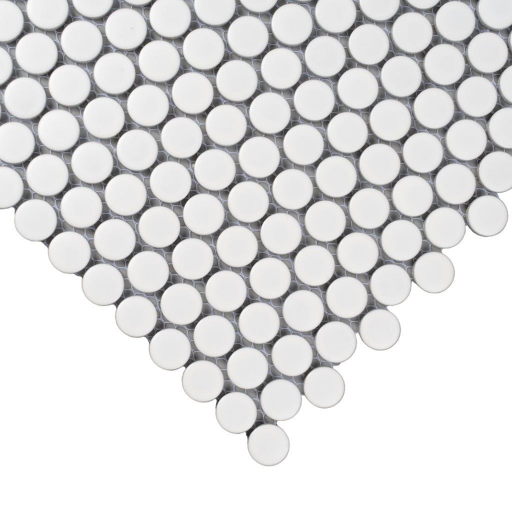 Penny Round Porcelain Tile Pearl White 12x12 Matte 9.87 sq ft/case 10-Pack