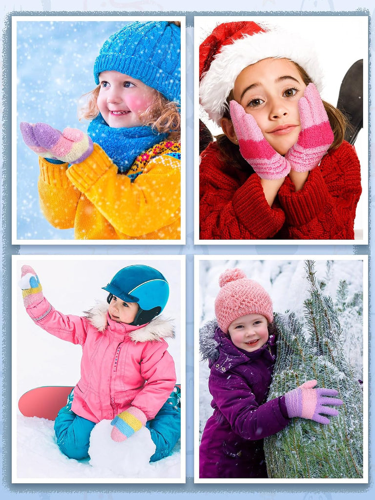 6 Pairs Kids Toddler Knitted Gloves Winter Warm Stretchy Mittens Soft Lightweight Mittens for Boys and Girls