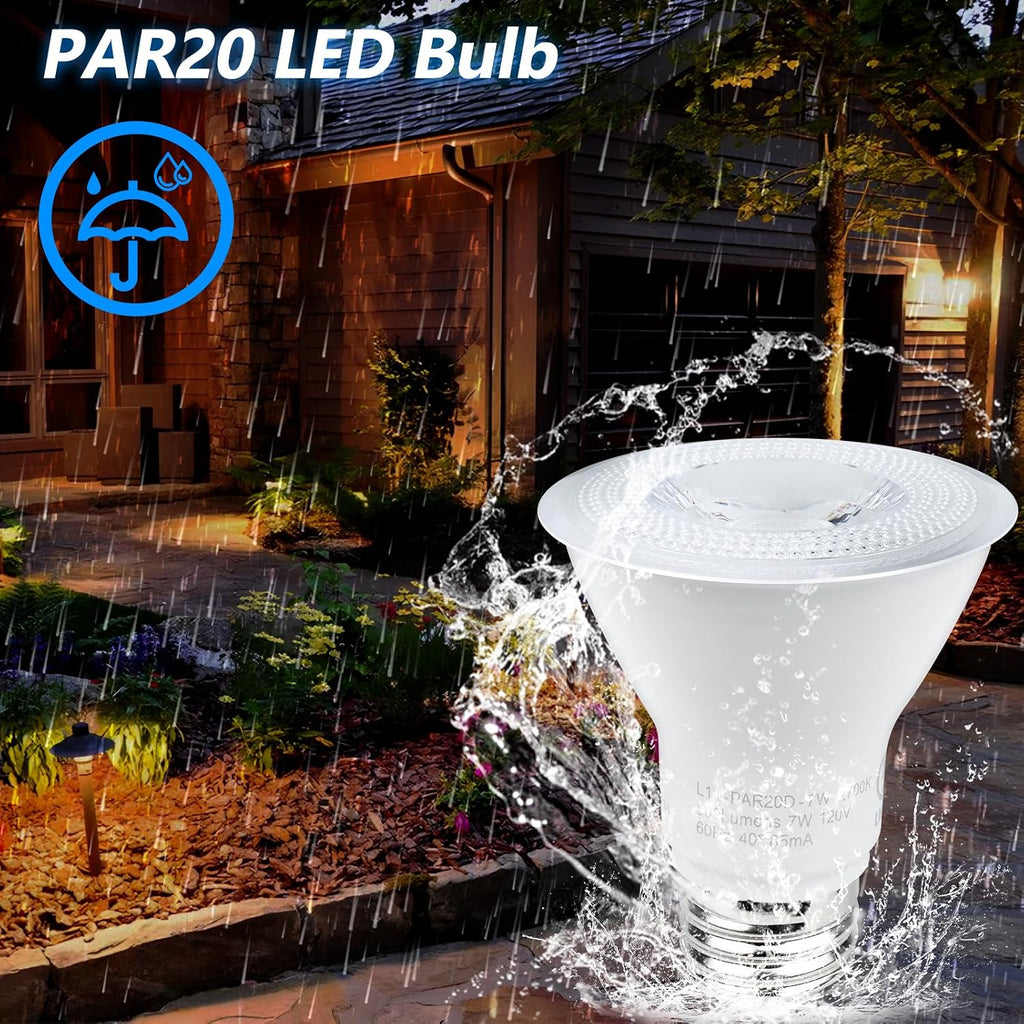 PAR20 LED Bulb, 7W 50W Equivalent, 4000K Natural White, 500 Lumens Dimmable Flood Light Bulb, E26 Base, UL