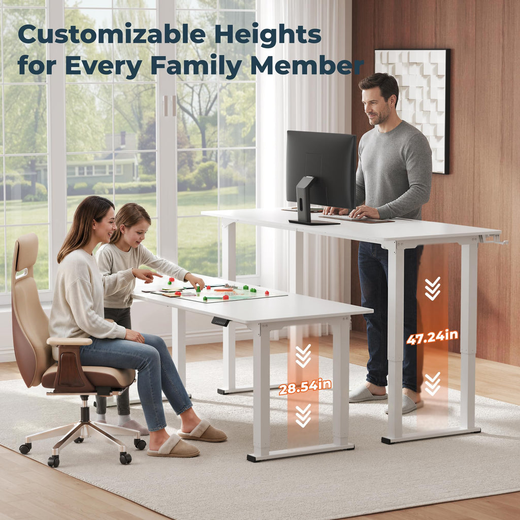71x31'' Large 4 Leg Dual Motor White Standing Desk
