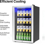 3.3 Cu.Ft Beverage Refrigerator Cooler with Glass Door & Safety Lock
