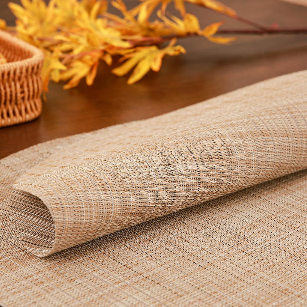 Inch Round Placemats, Washable Vinyl Woven Place Mats - Set of 8