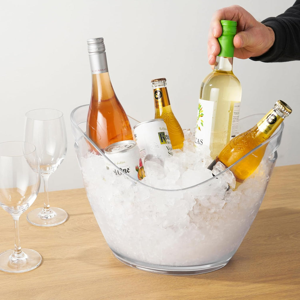 Chill Acrylic Ice Buckets for Parties and Drinks, 2.11 Gallons (8 Liters) Wine Beer Champagne Bucket, Beverage Tubs