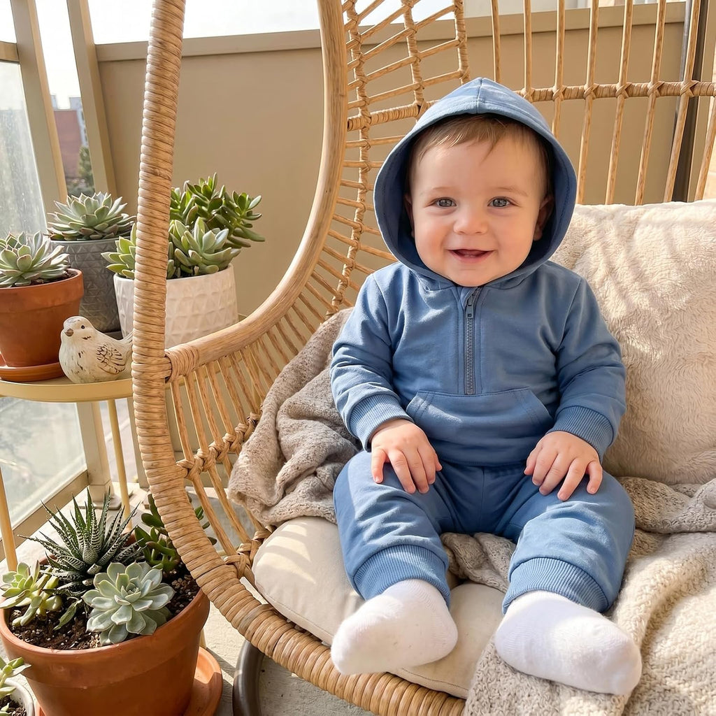 Toddler Baby Boy Clothes Zipper Hooded Sweatshirt Jogger Pants Set