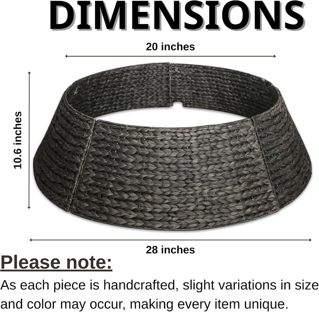 28 in Seagrass Christmas Tree Collar, Espresso, Fits 7.5 ft Tree | Rustic Farmhouse Basket Skirt That Hides the Stand