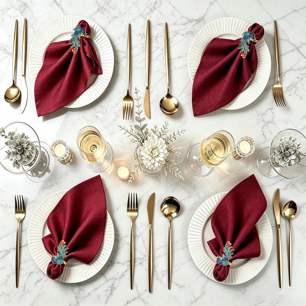 Peacock Napkin Rings Colorful Bird Napkin Holders for Fall Gatherings Christmas New Year Party Decor,Noble - Set of 6