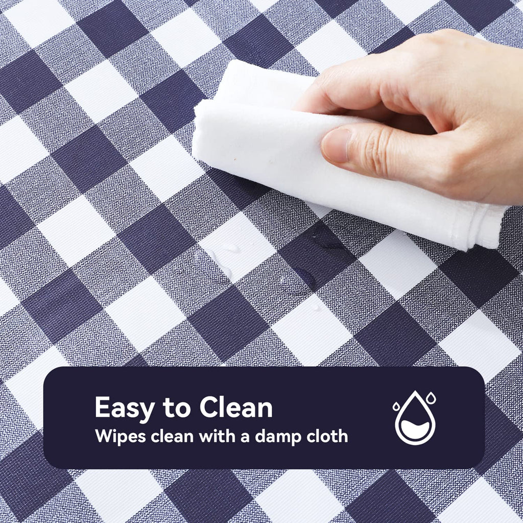Gingham Vinyl Tablecloth, Rectangle 54 x 78, Navy Blue