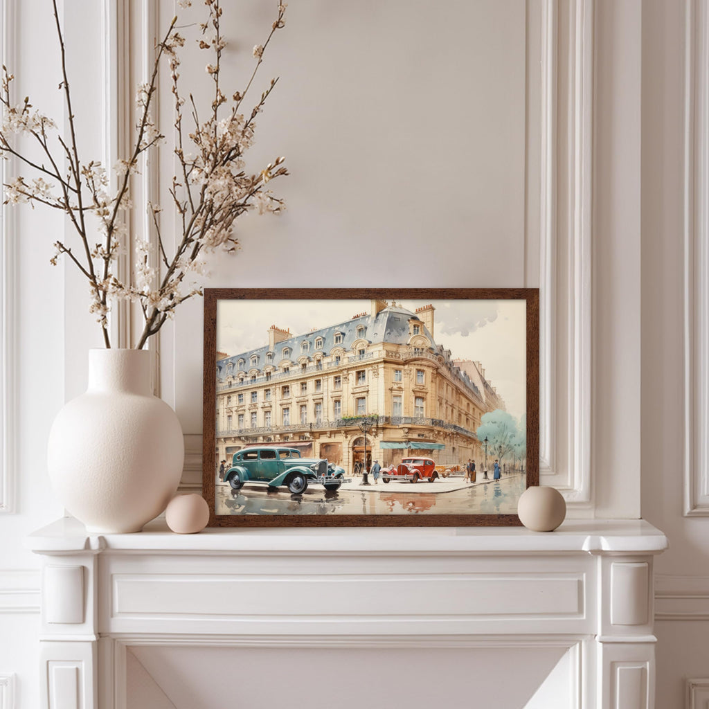 Master City Painting Poster - Retro Victorian Print - Car - Architecture Illustration - Travel Design - Aesthetic