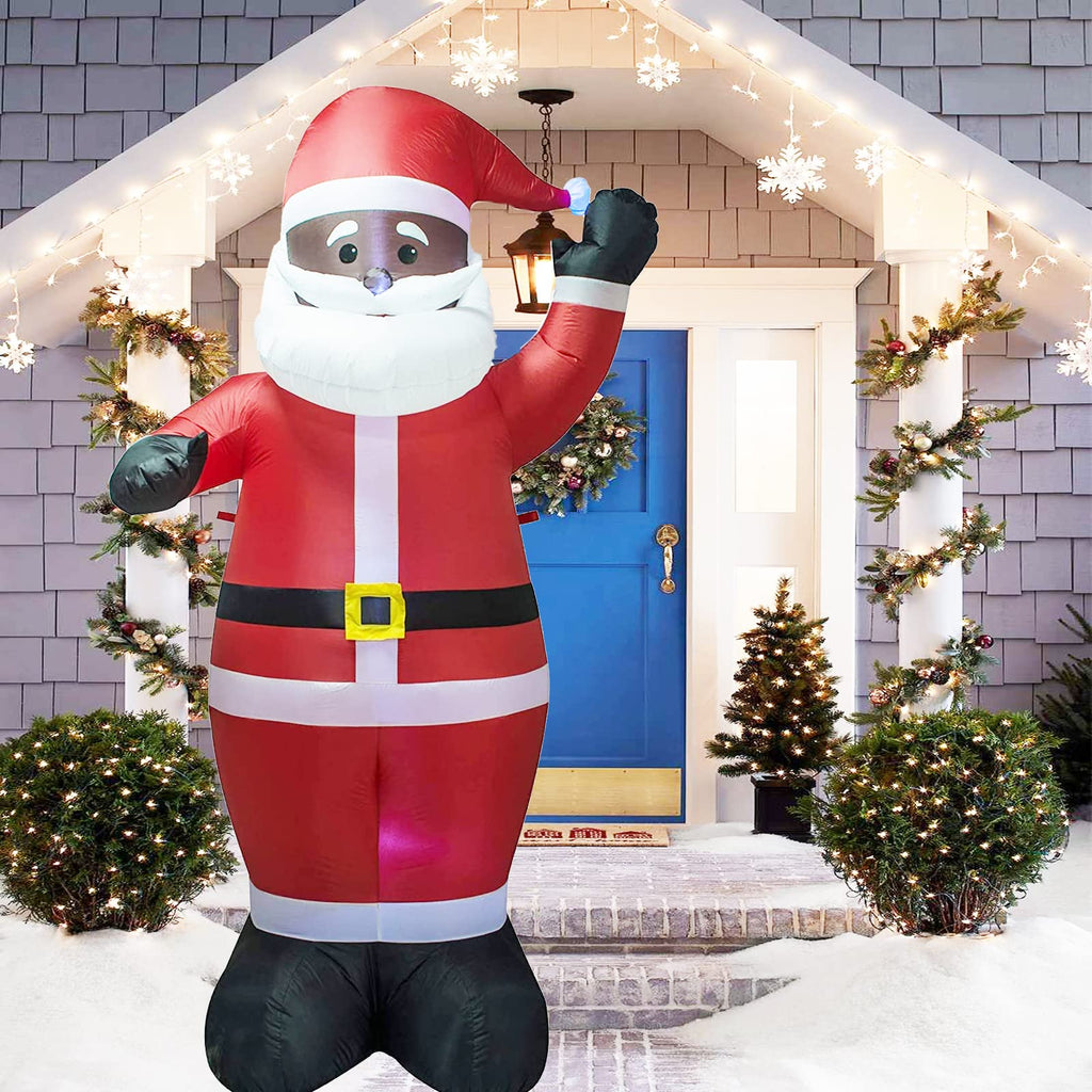 7.5 ft Black Santa Claus Inflatable Christmas Indoor and Outdoor Decoration with LED Lights Blow up Lighted Yard Lawn