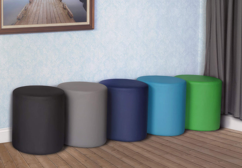 Logan Round Ottoman - 18" Peacock Teal, Modern Upholstered Pouf, and Office - Stylish Accent Furniture, Soft Fabric