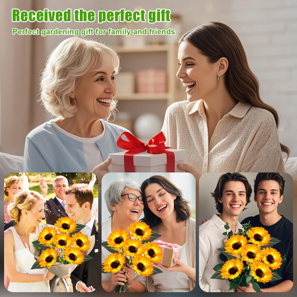 Solar Lights Outdoor Garden Decor 4 Pack, 24 Sunflower, Waterproof