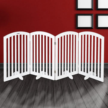 30" Tall Free Standing Dog Gate for Doorways, 4 Panel Folding Pet Gates for the House Extra Wide, Indoor Dog Fence