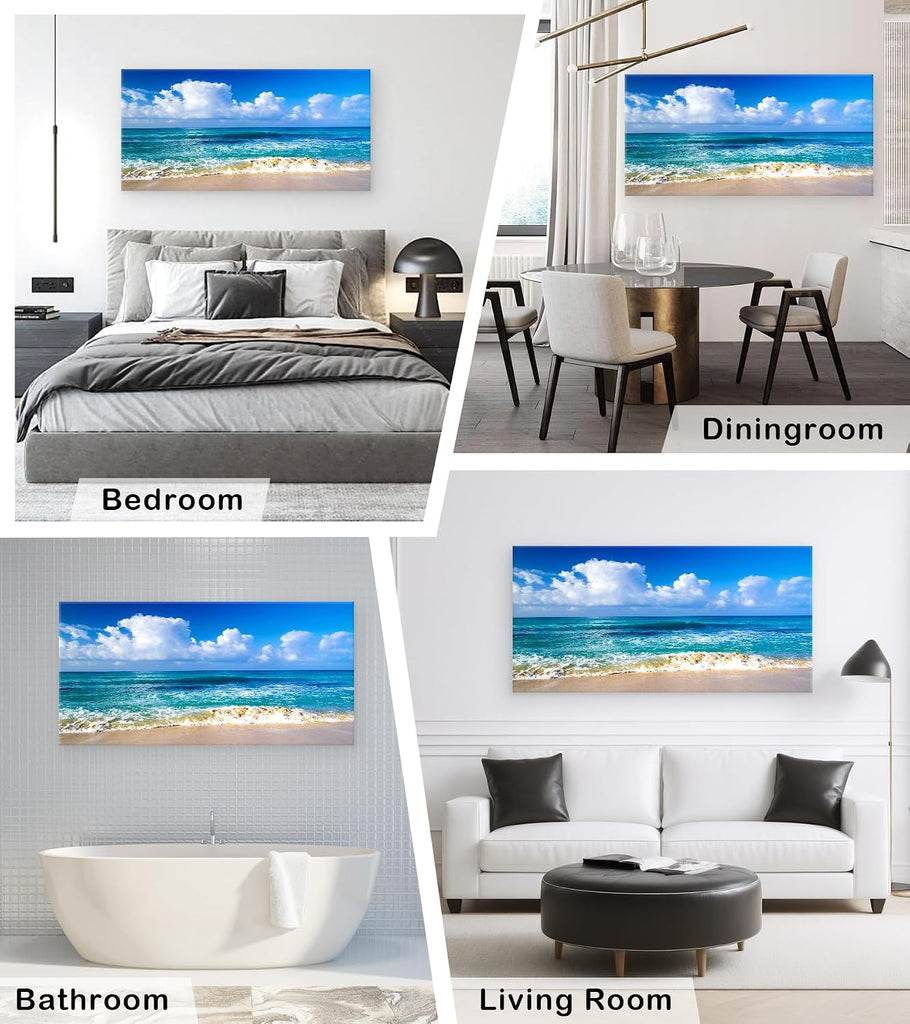 BK6750 Beach Wall Art Canvas Prints - Ocean Seascape Tropical Blue Sea Coast Picture Nature Landscape Artwork Bedroom