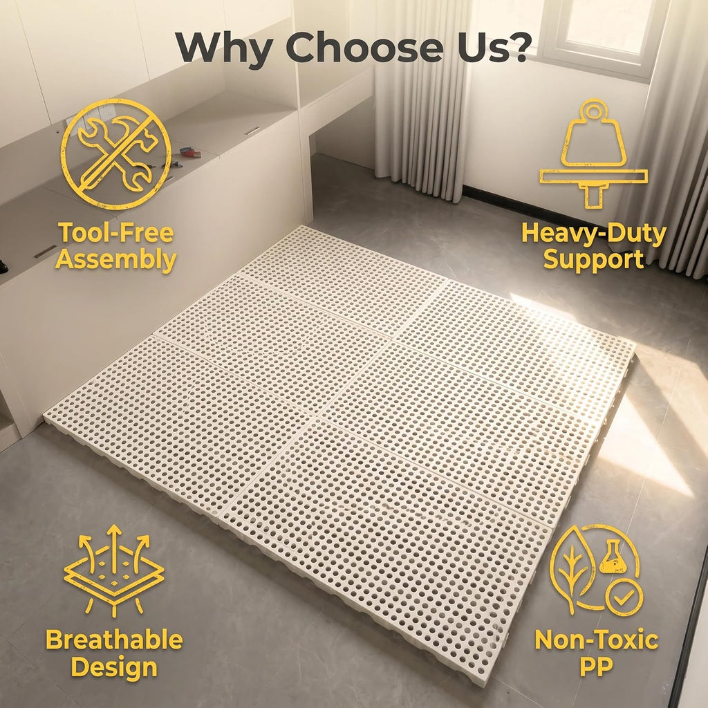 Foldable Floor Bed Frame, Japanese Tatami Mat Style Platform Bed Base, Bed Plate for Futon Frame Mattress, Floor