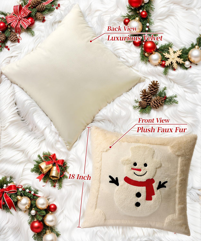 Faux Fur Christmas Pillow Covers 18x18 - Set of 2