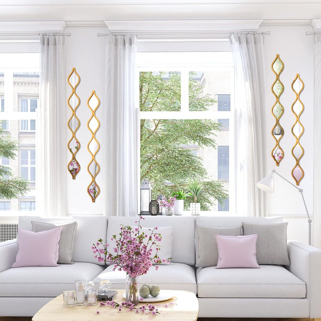 4 Pcs Teardrop Mirror Wall Art Decorative Mirror Wall Decor, Gold