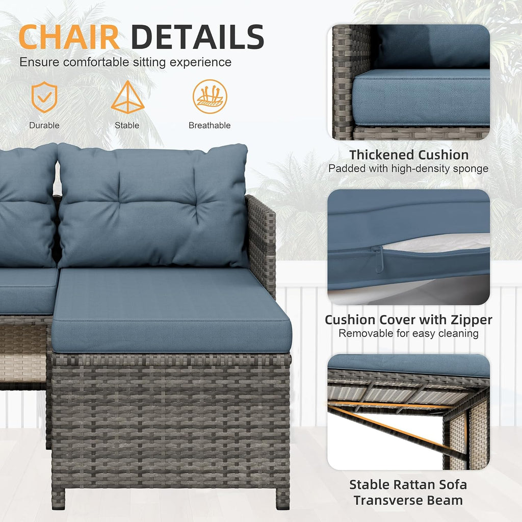 3-Piece Outdoor Patio Furniture Sets, Wicker Patio Conversation Sets