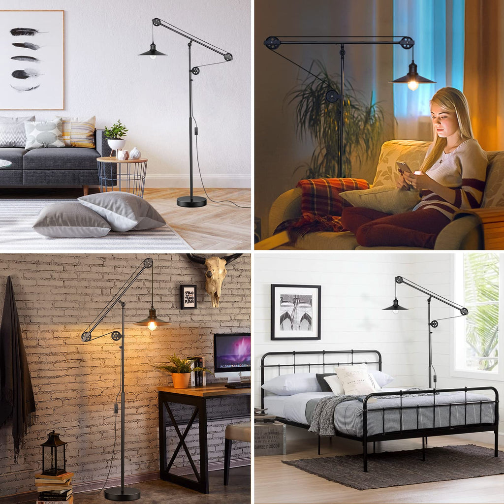 Adjustable Industrial Floor Lamps, Rustic Reading Lamp