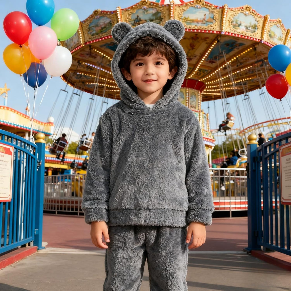 Kid Toddler Boy Clothes Casual Patch Fleece Hoodie Sweatshirt And Jogger Pants Knit Set