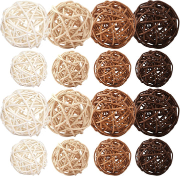 Natural Wicker Rattan Balls, Table Centerpieces Vase Bowl Filler Hanging Decor DIY Craft House Ornament - Set of 40