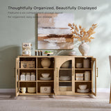 Glass Arched Door Sideboard Buffet Cabinet Set of 2, Accent Cabinet with Adjustable Shelf