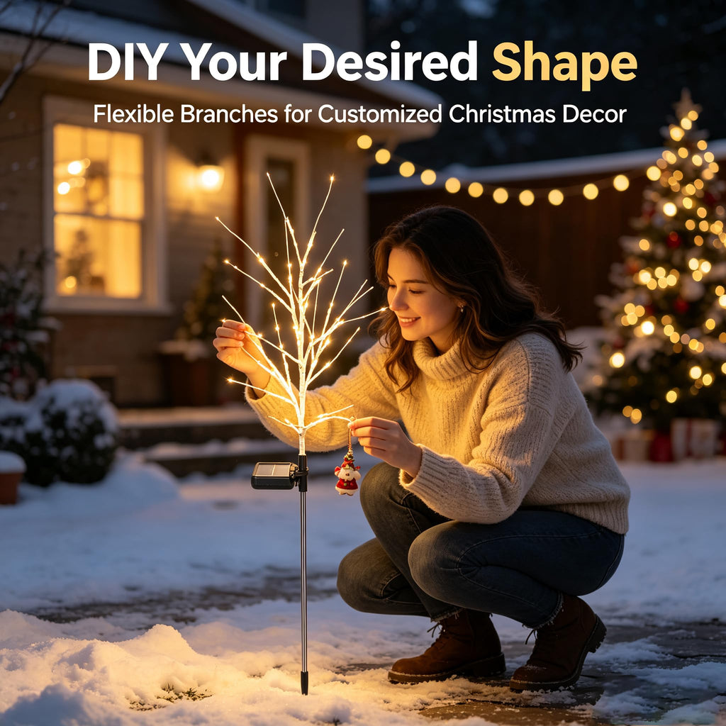 Christmas Decorations Outdoor Solar Christmas Tree Lights with 96 LED, Warm