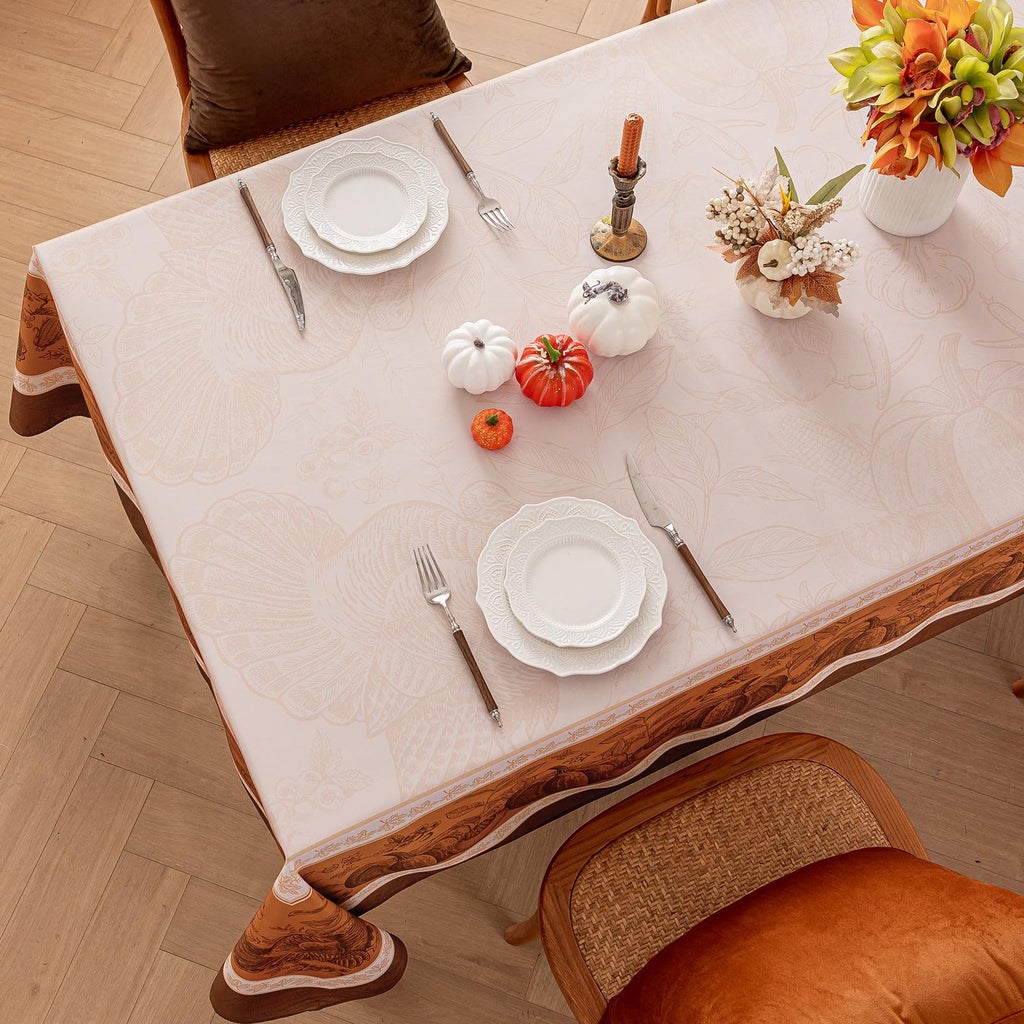 Fall Thanksgiving Rectangle Tablecloth 60 x 144 Inch, Orange