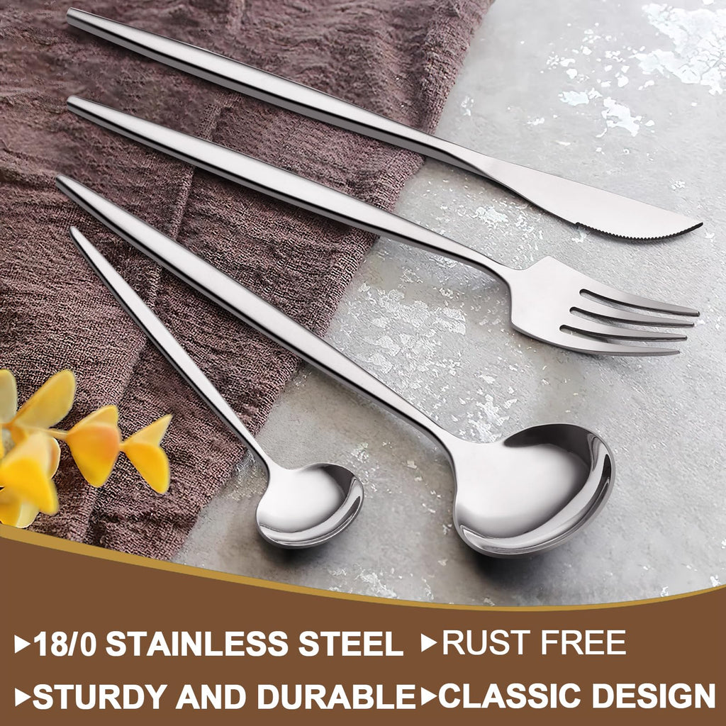 Silverware Set 20 Piece, Stainless Steel Flatware Set Service for 4, Cutlery Utensil Sets Restaurant, Include Knife