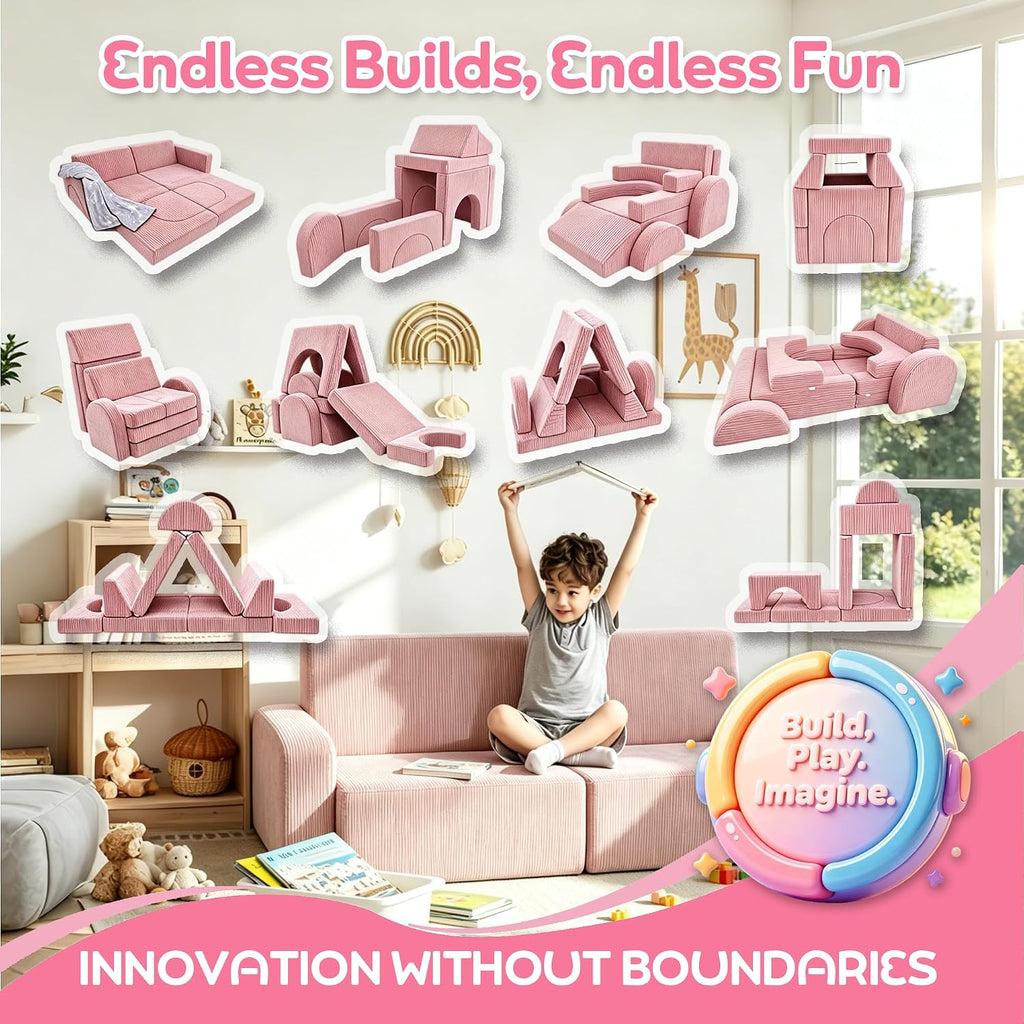Piece Modular Kids Play Couch - Soft & Durable Toddler Couch with CertiPUR US Foam, Washable Covers - Playroom