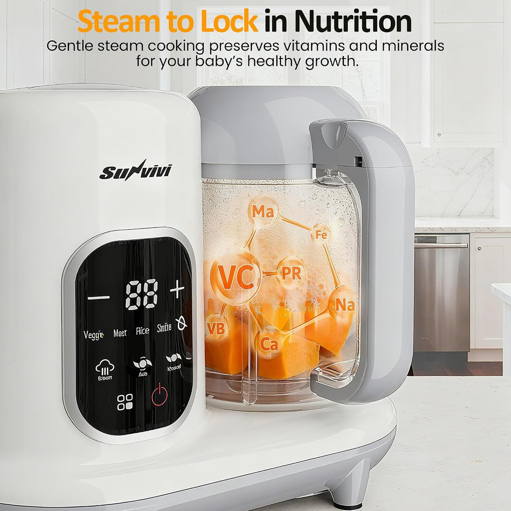 Baby Food Maker: All-in-one Baby Food Processor with Steam, Heating, Unfreeze, Blender, Electric Blender and Food
