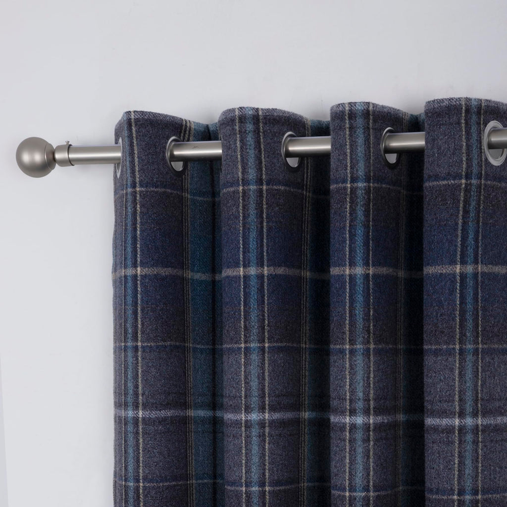100% Blackout Woolen Look Plaid Curtains Modern Window Panels Navy Blue Checkered Tartan Curtains Bedroom 2 Panels