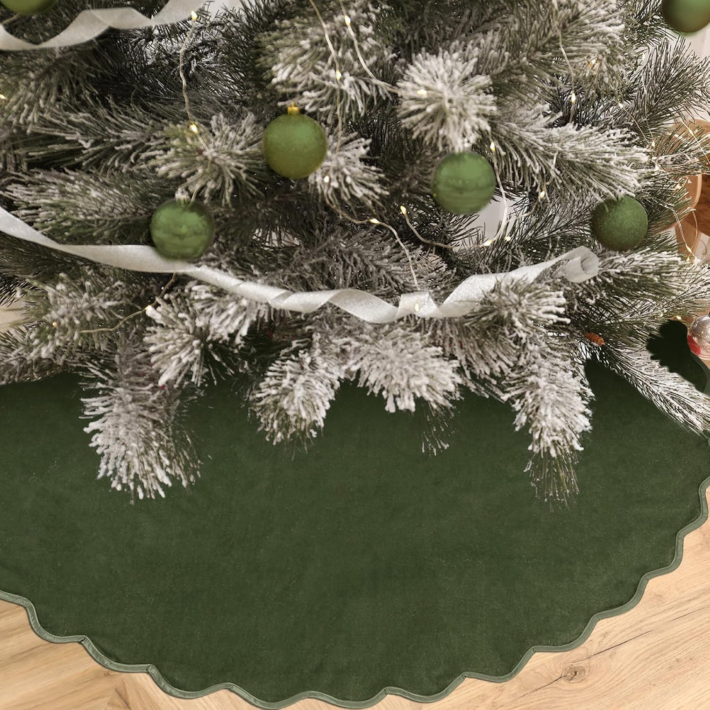 Green Christmas Tree Skirt 48 Inch Velvet Tree Skirts