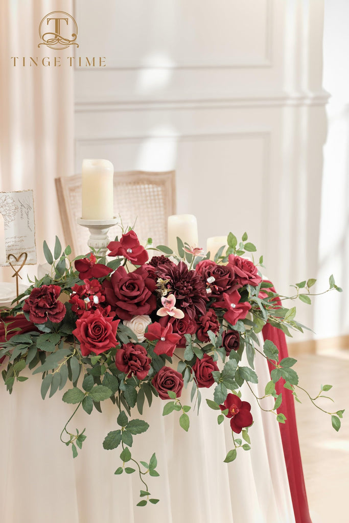 Artificial Sweetheart Flower Swag with Tablecloth and Table Runner, Pack of 3 Floral Arrangement for Wedding