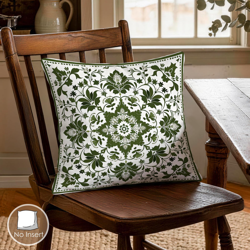 4pc Decorative Throw Pillow Covers 18x18 Sage Green Damask