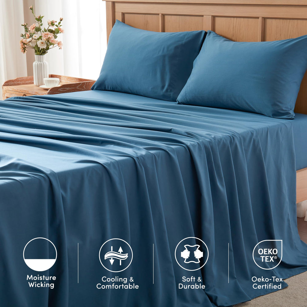 Coolmax Moisture Wicking Cooling Sheet Set, Full 4 Piece