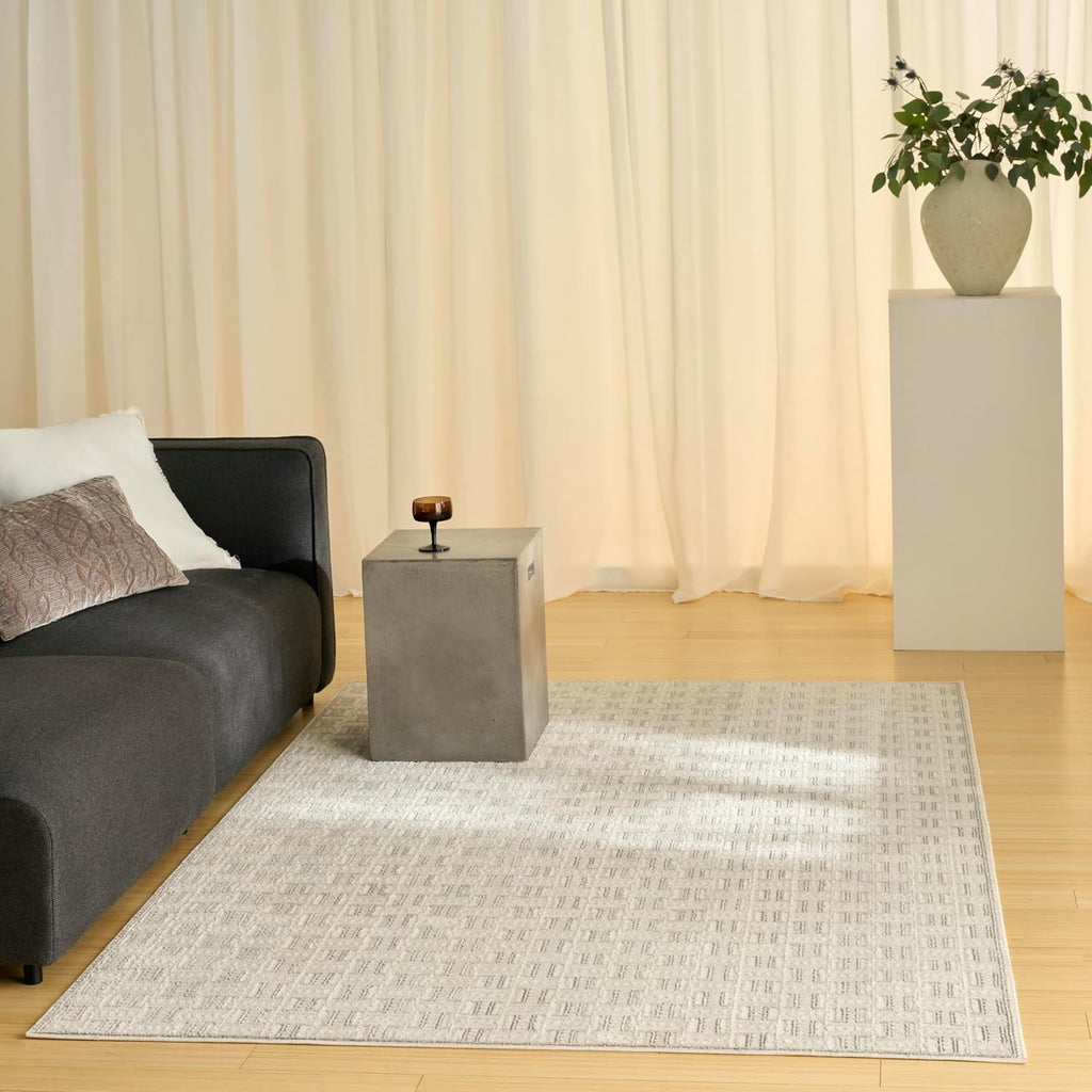 Home Nordic Ivory Grey Area Rug - Easy Clean, Non Shedding, Bed Room, Living Room, Dining Room, Kitchen (5' x