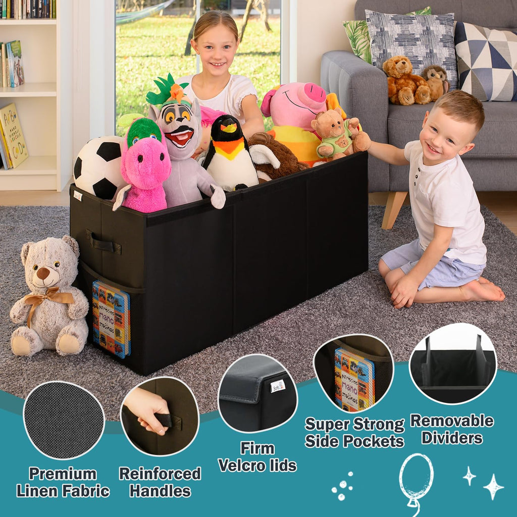 Extra Large Toy Storage Organizer with Lid - Sturdy, Collapsible Toy Chest Storage Box Design - Toys Bin with