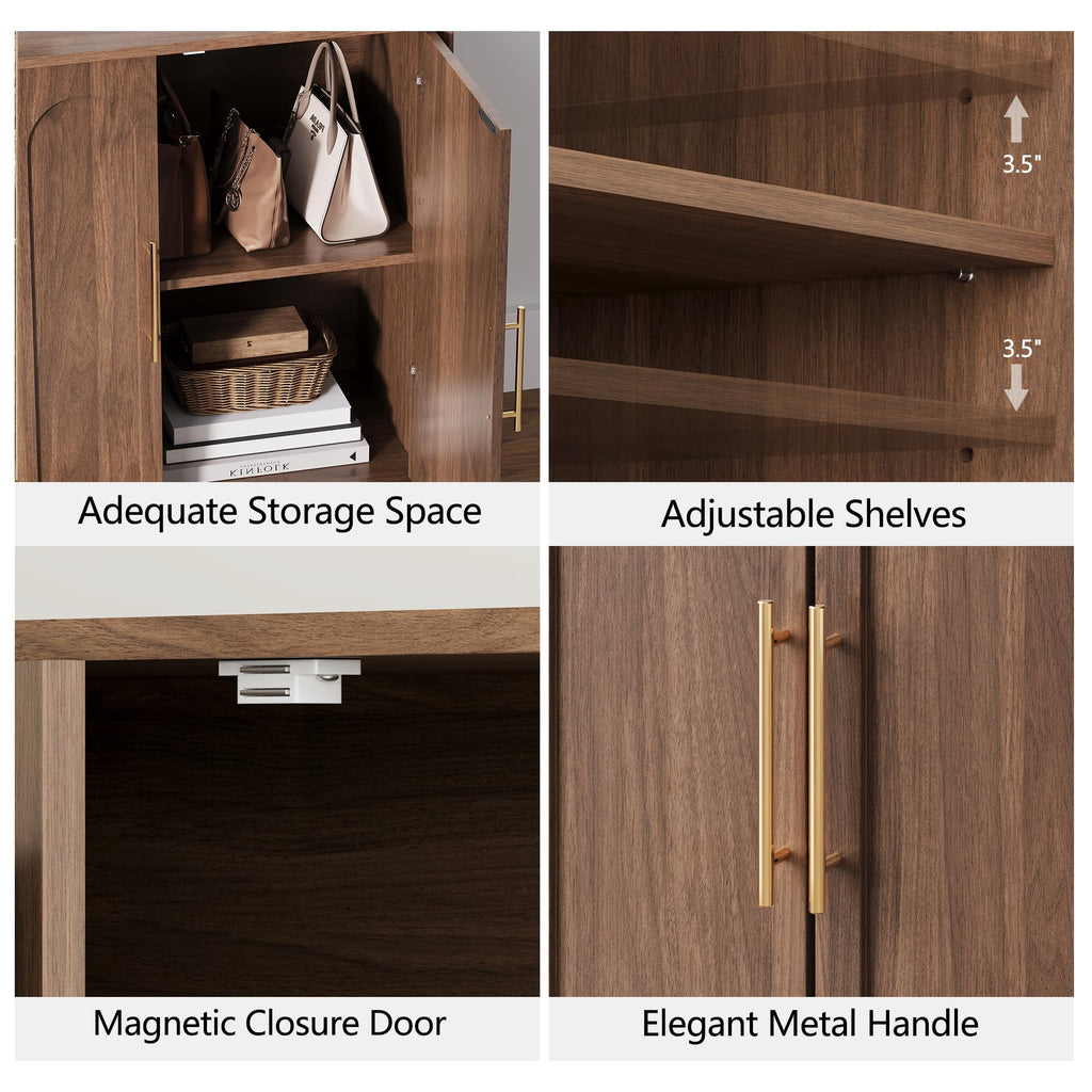31.5" Sideboard Buffet Cabinet with Storage, Walnut, 3pcs