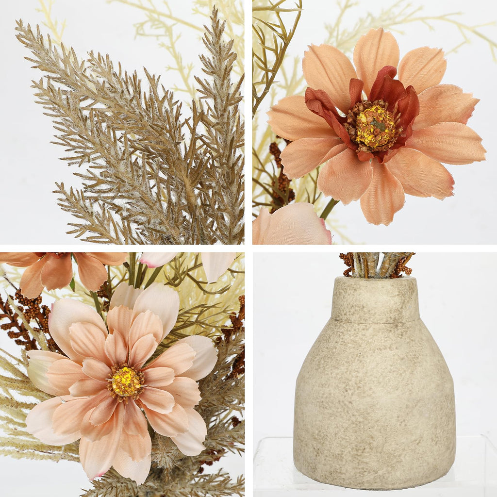 Faux Fall Pampas Grass with Vase, Fall Flowers Artificial for Decoration Arrangement Bouquet Plant in Ceramic Vase