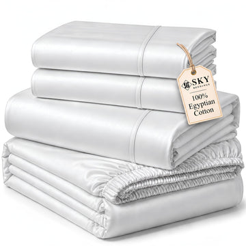RV King Sheet Set, 100% Egyptian Cotton Sateen, White