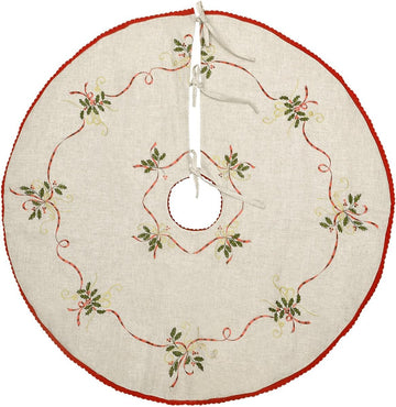 72 Inches Large Embroidered Christmas Holiday Tree Skirt, Double Thickness (Round 72 Inch)
