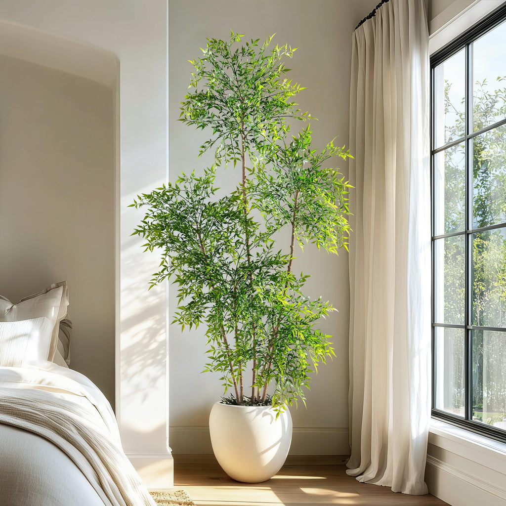 Faux Bamboo Plant Artificial Nandina Tree 7.2FT Artificial Plants Realistic 90% Better Coverage Faux Plant Bamboo