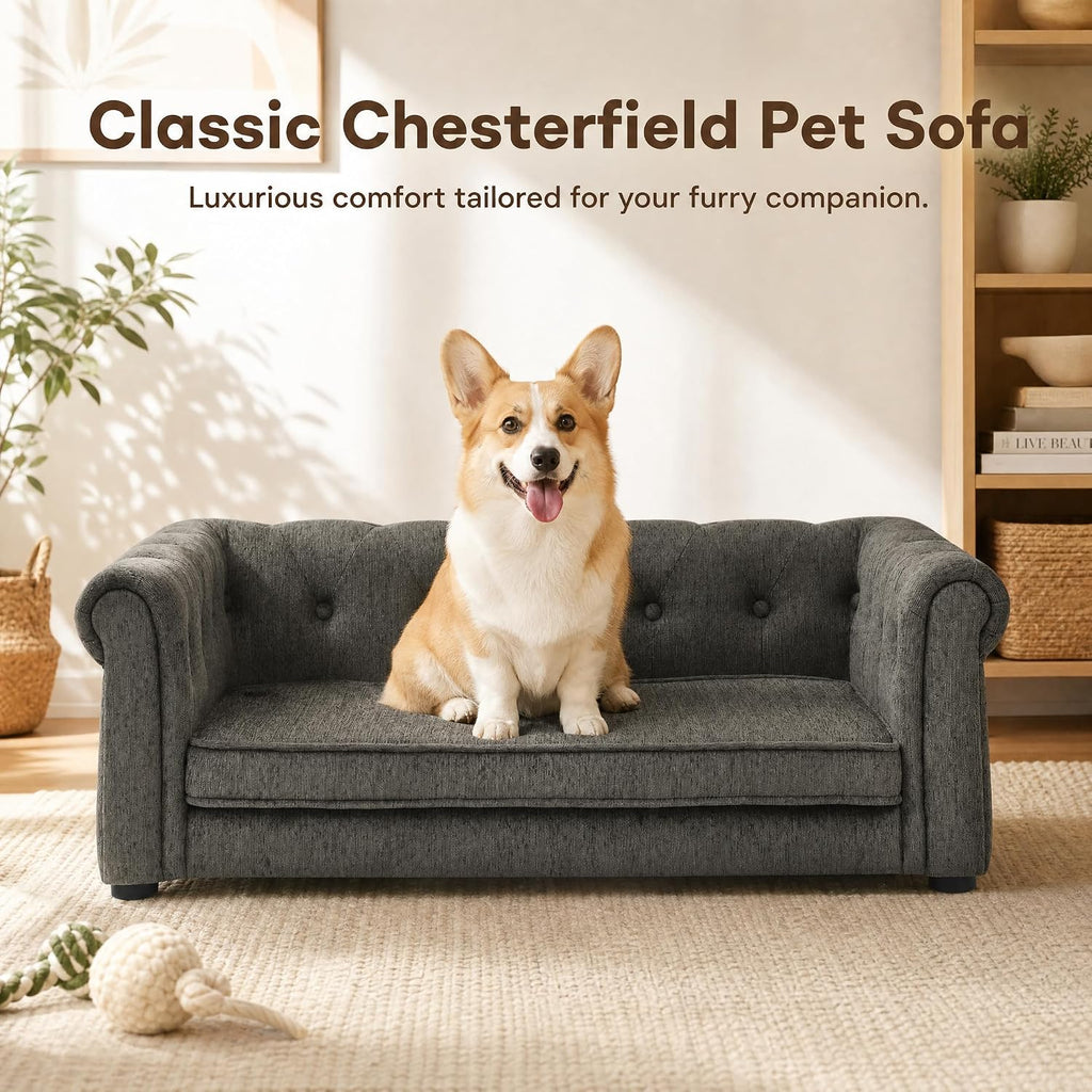 Dog Sofa Couch for Medium Dogs, Memory Foam Pet Couch with Washable Fabric Removable Cushion, Sofa Bed for Medium