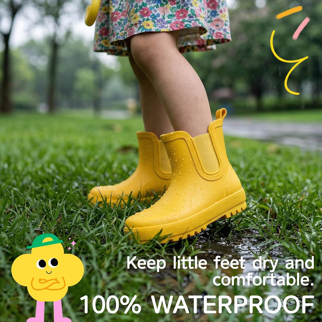 Kids Rain Boots for Girls Boys Waterproof Ankle Rubber Boots