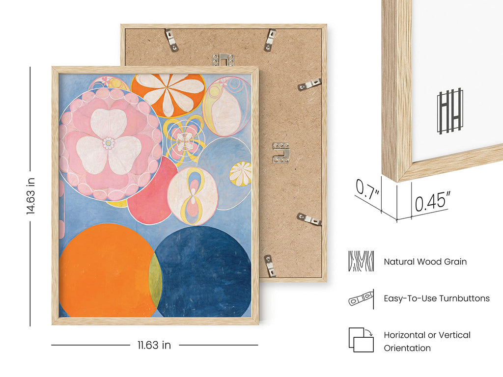 Abstract Wall Art with Frame - Set of 6 Colorful Abstract Prints, Geometric Art Set, Hilma af Klint Gallery Wall