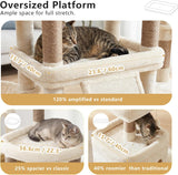 Cat Tree, 72.4-Inch Anti-Tip Cat Tower for Large Cats, All-in-One Cat Furniture with Spacious Perches