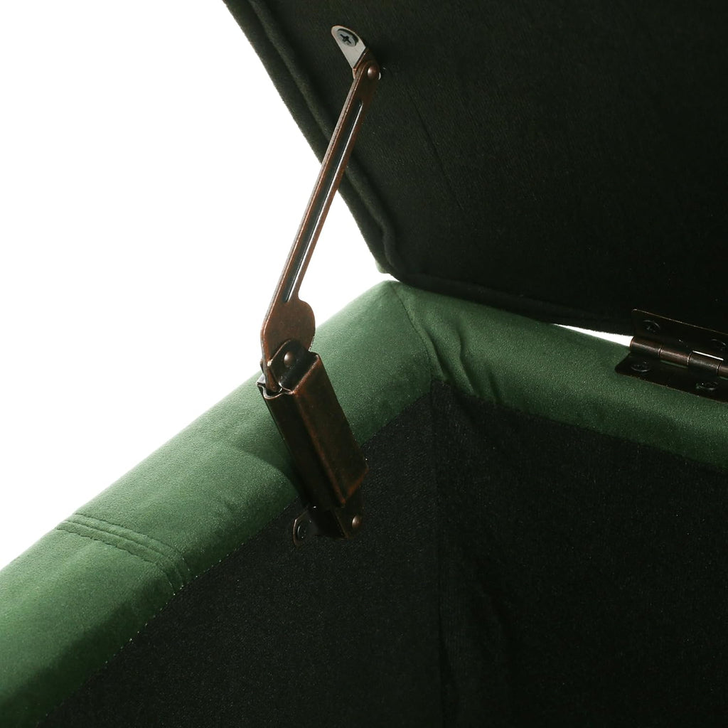Glouster Upholstered Storage Ottoman Bench, Forest Green Velvet, Matte Black