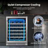 Wine Fridge Cooler - 24 Inch Wine Fridge Hold 52 Bottles, 40-65°F Wine Refrigera