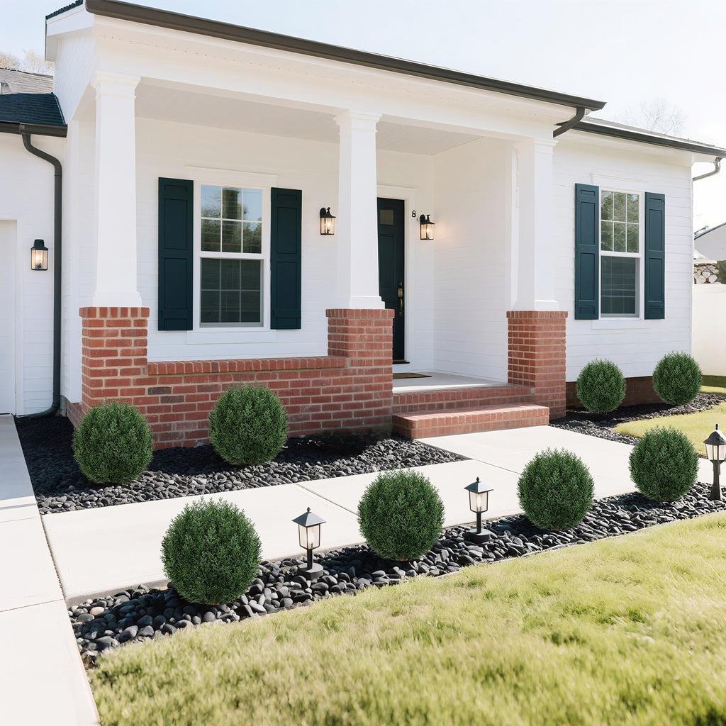 Cedar Topiary Trees Artificial Outdoor 24.6" UV-Resistant with Ground Spike